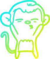 cold gradient line drawing cartoon suspicious monkey vector