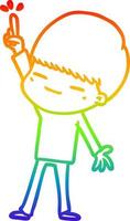 rainbow gradient line drawing cartoon smug boy vector