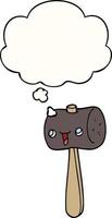 cartoon mallet and thought bubble