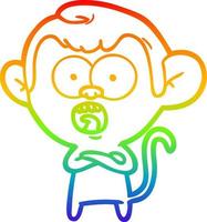 rainbow gradient line drawing cartoon shocked monkey vector