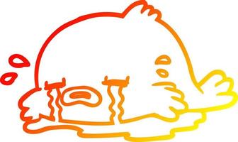 warm gradient line drawing crying fish vector