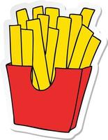 sticker of a quirky hand drawn cartoon french fries vector
