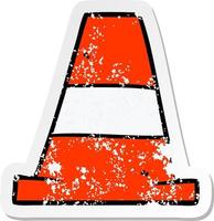 distressed sticker of a cartoon road traffic cone vector