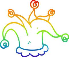 rainbow gradient line drawing cartoon jester hat