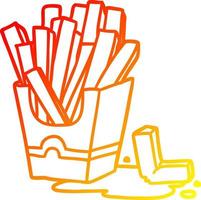 warm gradient line drawing junk food fries vector