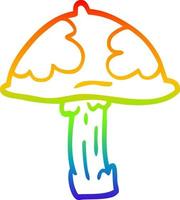 rainbow gradient line drawing cartoon wild mushroom vector