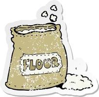 retro distressed sticker of a cartoon bag of flour vector
