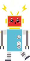 flat color retro cartoon robot malfunction vector