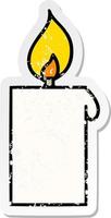 distressed sticker of a cute cartoon lit candle vector