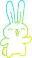 cold gradient line drawing cartoon happy rabbit vector