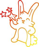 warm gradient line drawing cartoon happy bunny vector