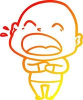 warm gradient line drawing cartoon shouting bald man vector