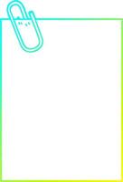 cold gradient line drawing cartoon paper with paperclip vector