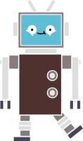 flat color retro cartoon robot vector