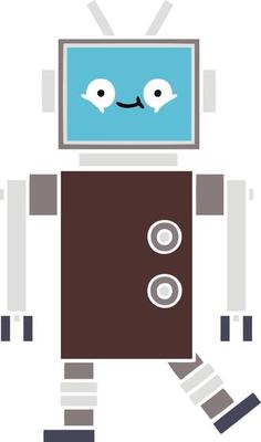 flat color retro cartoon robot