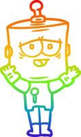 rainbow gradient line drawing cartoon robot vector