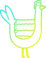 pollo de dibujos animados de dibujo de línea de gradiente frío vector