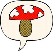 cartoon mushroom and speech bubble in comic book style vector