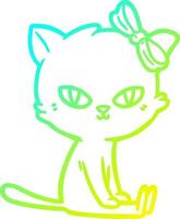 cold gradient line drawing cute cartoon cat vector