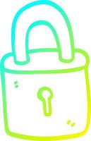 cold gradient line drawing cartoon padlock vector