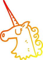 warm gradient line drawing cartoon pretty unicorn vector