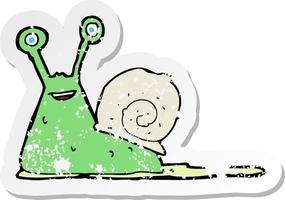 retro distressed sticker of a cartoon snail vector