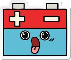 sticker of a cute cartoon car battery vector