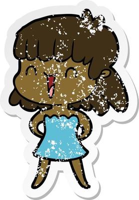 distressed sticker of a cartoon woman