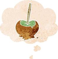 cartoon toffee apple and thought bubble in retro textured style vector