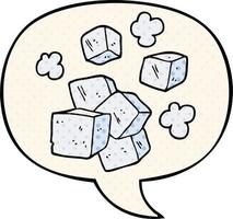 cartoon ice cubes and speech bubble in comic book style vector