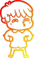 warm gradient line drawing cartoon curious man vector