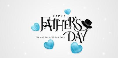 illustration of happy father's day text and love for social media posts, ads campaign marketing holidays, advertising, advertisement, corporate signs, billboard agency, animation video, printing vector