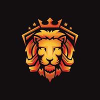 vector de mascota de cabeza de rey león real dorado