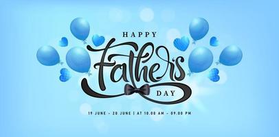 happy father day lettering fonts with bowtie and balloons for website header, landing page, ads campaign marketing, social media posts, advertisement, advertising, billboard sign, sublimation printing vector