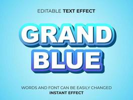 grand blue text effect design vector