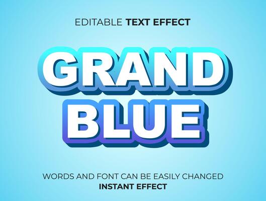 grand blue text effect design