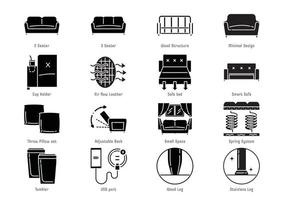 functional sofa glyph icon set vector