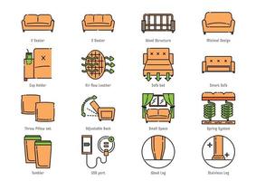 functional sofa icon set vector