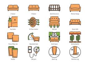 functional sofa icon set vector