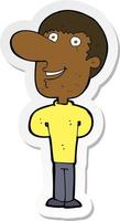 sticker of a cartoon happy man vector