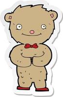 sticker of a cartoon teddy bear vector