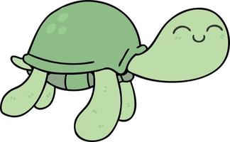 peculiar tortuga de dibujos animados dibujada a mano vector