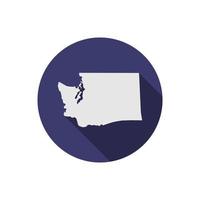 Washington state map circle with long shadow vector