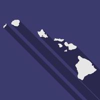 Mapa del estado de Hawaii con una larga sombra vector