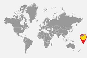 pin mapa con la bandera de niue en el mapa mundial. ilustración vectorial vector