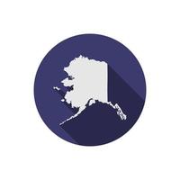 Alaska state on circle map with long shadow vector