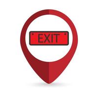 Map pointer with exit icon. Vector illustration.