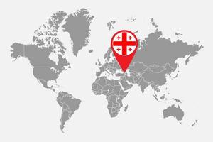 Pin map with Georgia flag on world map. Vector illustration.