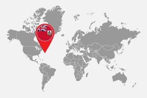 Pin map with Bermuda flag on world map. Vector illustration.