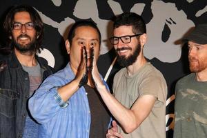 LOS ANGELES, JUN 18 -  Rob Bourdon, Joe Hahn, Brad Delson, Dave Farrell at the Linkin Park Rockwalk Inducting Ceremony at the Guitar Center on June 18, 2014 in Los Angeles, CA photo